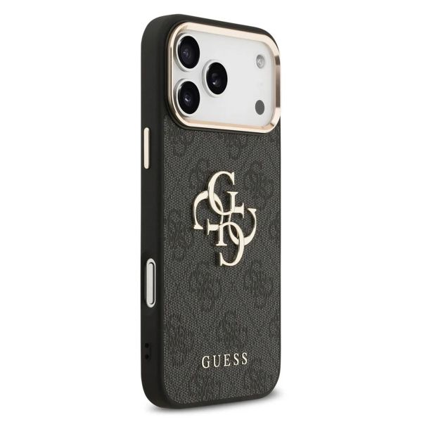 Guess Coque 4G Metal Logo Backcover Apple iPhone 17 Pro Max - Gold Edge - Black