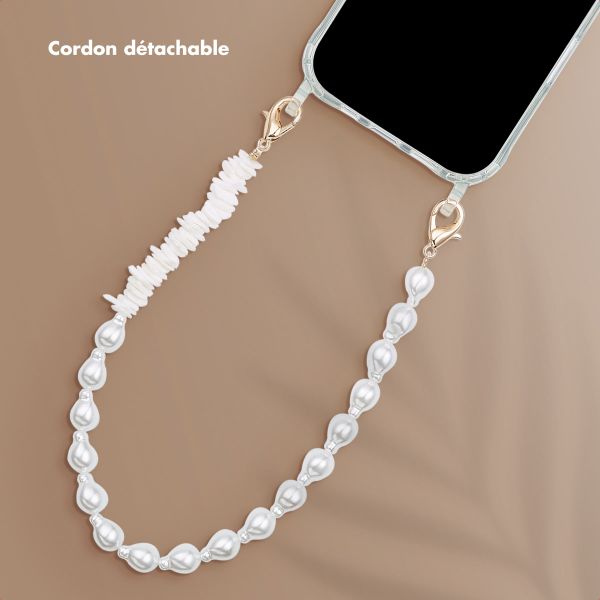 Selencia Ensemble de cordons pour téléphone avec perles et coquillages - Mocha Brown