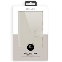 Selencia Étui portefeuille en cuir véritable Samsung Galaxy S25 - Greige