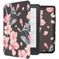 imoshion Design Slim Hard Case Sleepcover Kobo Clara HD - Blossom Watercolor Black