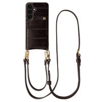 Selencia Nova coque arrière en cuir véritable avec porte-cartes Samsung Galaxy S25 - Dark Chocolate
