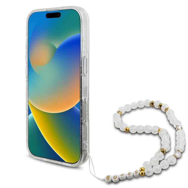 Guess MagSafe IML Glitter Case avec beads strap Apple iPhone 16 Pro Max - Transparent