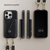 Selencia Coque de télephone Sera avec cordon et porte-cartes enveloppe Apple iPhone 15 Pro - Noir