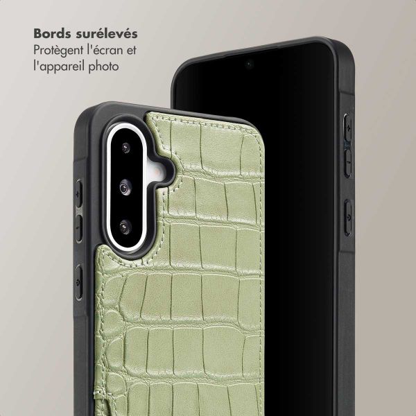 Selencia Coque de télephone Nova Croco avec cordon et porte-cartes Samsung Galaxy A36 / A56 - Sage Green
