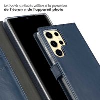 Selencia Étui portefeuille en cuir véritable Samsung Galaxy S25 Ultra - Bleu