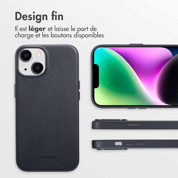 Accezz Coque arrière en cuir avec MagSafe Apple iPhone 14 - Onyx Black