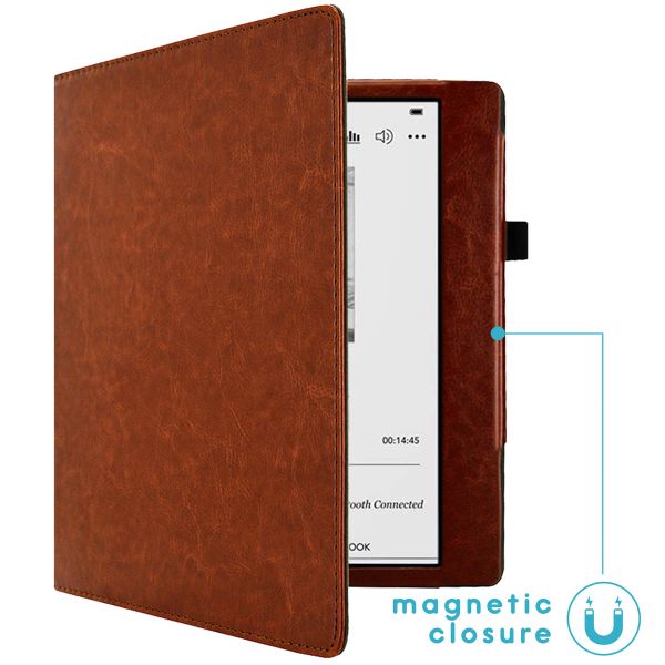 imoshion Étui de liseuse portefeuille en cuir végan Kobo Elipsa 2E - Marron foncé