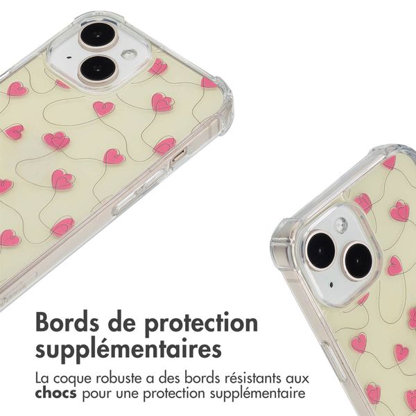 imoshion Coque Design avec cordon Apple iPhone 15 - Dusty Rose Connected Hearts