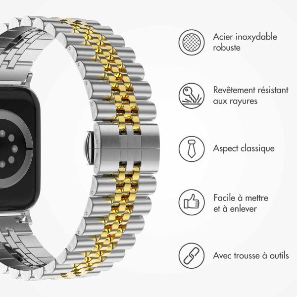 Selencia Bracelet Metallique Jubilee Apple Watch | 44/45/46/49 mm - Argent et Or