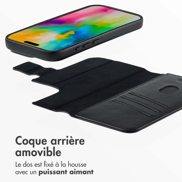 Accezz Étui de télephone portefeuille en cuir 2-en-1 avec MagSafe Apple iPhone 16 Pro Max - Onyx Black