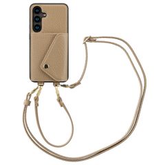 Selencia Coque de télephone Sera avec cordon et porte-cartes enveloppe Samsung Galaxy S24 - Taupe