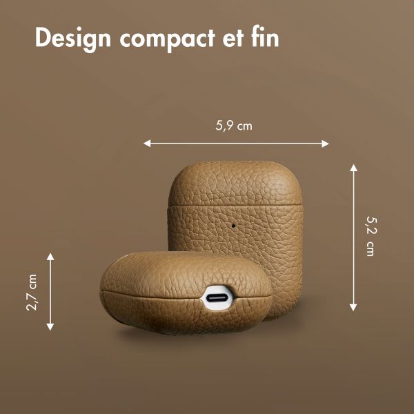 Accezz Coque en cuir véritable  Apple Airpods 1 / 2 - Taupe