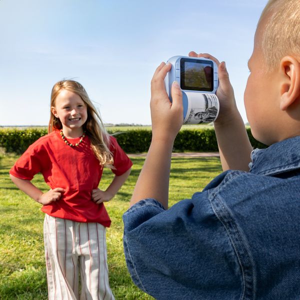 imoshion Kids Camera avec imprimante photo - Appareil photo pour enfants - Photos/Vidéos/Jeux - Bleu