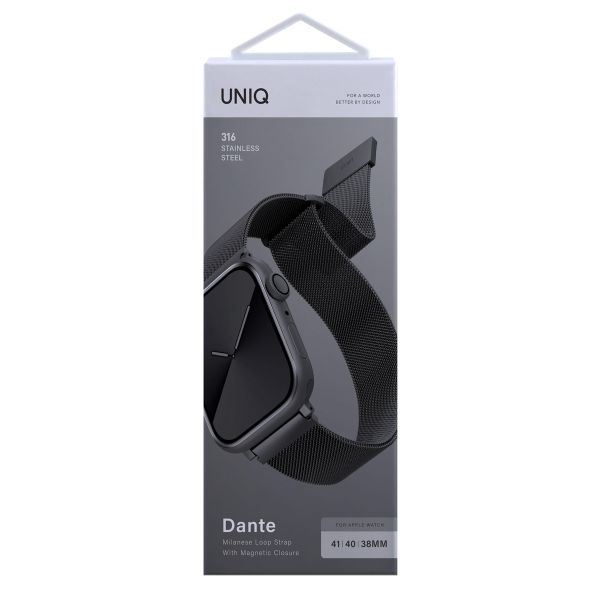 Uniq Bracelet Dante Mesh Milanese en acier Apple Watch | 38/40/41/42 mm - Graphite