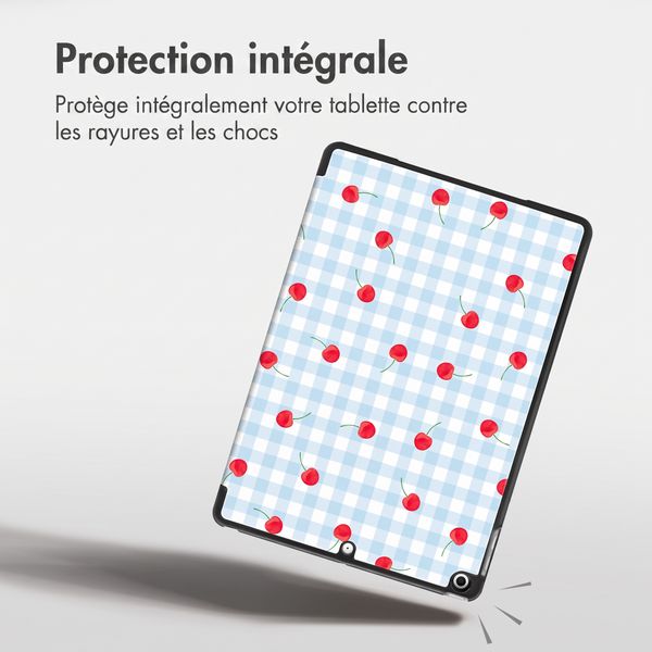 imoshion Coque tablette Design Trifold Apple iPad 9 (2021) 10.2 pouces / iPad 8 (2020) 10.2 pouces / iPad 7 (2019) 10.2 pouces - Cherry Check