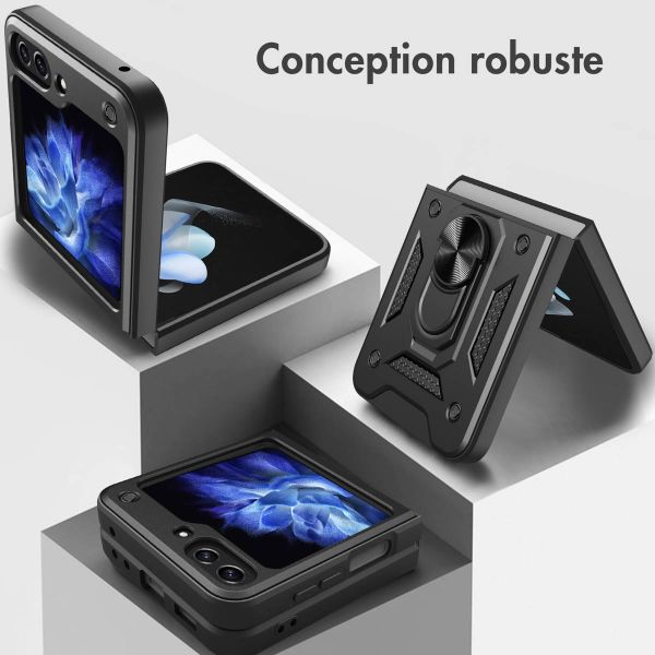 imoshion Coque arrière Rugged avec anneau Samsung Galaxy Z Flip 6 - Noir