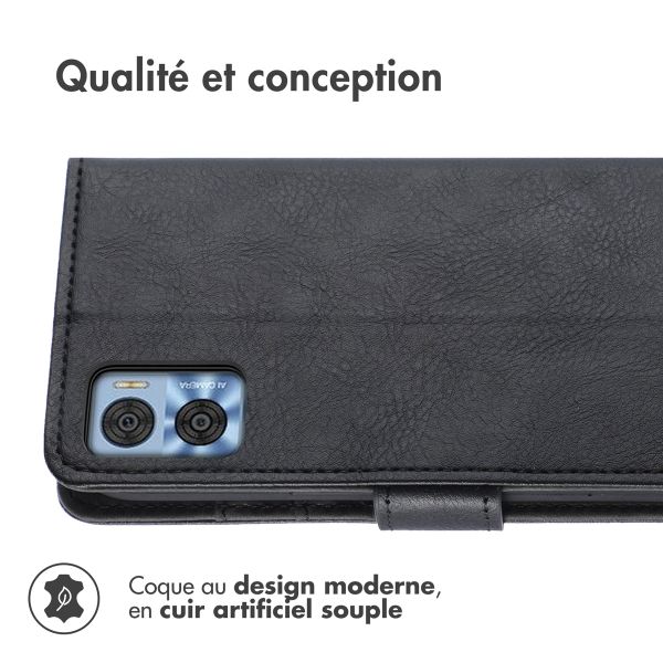 imoshion Étui de télephone portefeuille de luxe Motorola Moto E22 - Noir