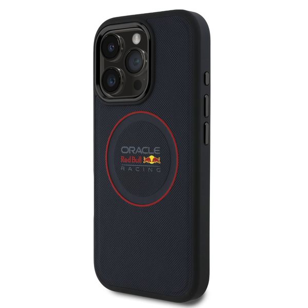 Red Bull Racing Coque en cuir PU maillé MagSafe Apple iPhone 16 Pro - Navy
