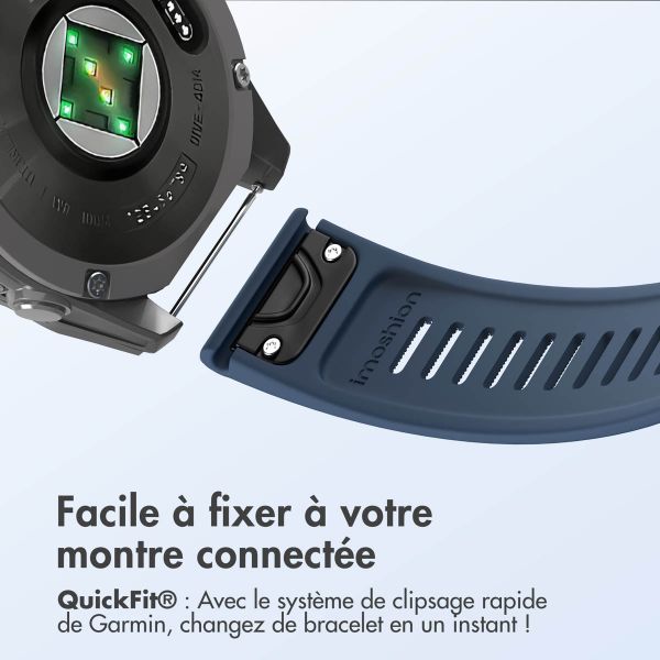 imoshion Bracelet QuickFit® Stripe en silicone  - Connexion Garmin 22 mm - Bleu foncé