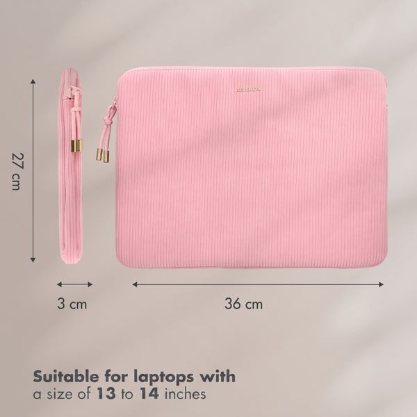Selencia Pochette ordinateur Corduroy 13-14 pouces - Soft Blush