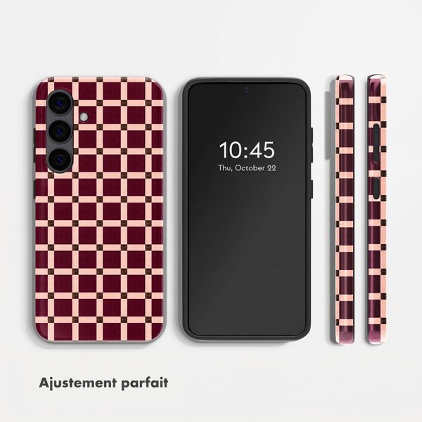 Selencia Coque arrière Vivid avec MagSafe Samsung Galaxy S24 - Check This Burgundy