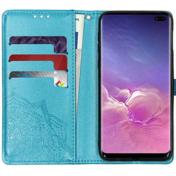 Etui de télephone portefeuille Mandala Samsung Galaxy S10 Plus - Bleu
