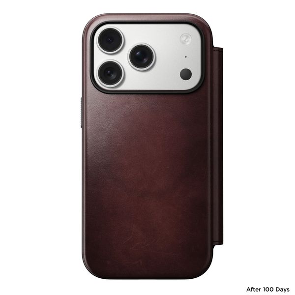 Nomad Étui de style livre folio moderne en cuir Horween avec MagSafe Apple iPhone 17 Pro - Burgundy