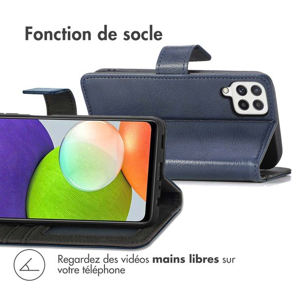 imoshion Étui de télephone portefeuille de luxe Samsung Galaxy M22 / A22 (4G) - Bleu foncé