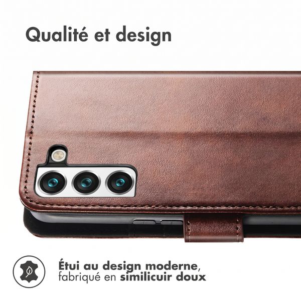 imoshion Étui de télephone portefeuille de luxe Samsung Galaxy S21 FE - Marron foncé