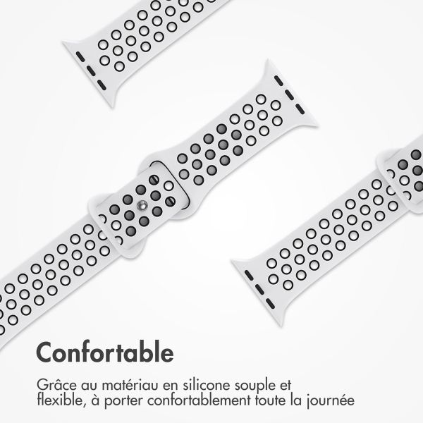 imoshion Bracelet Sport⁺ en silicone Apple Watch | 44/45/46/49 mm - Taille M/L - White / Black