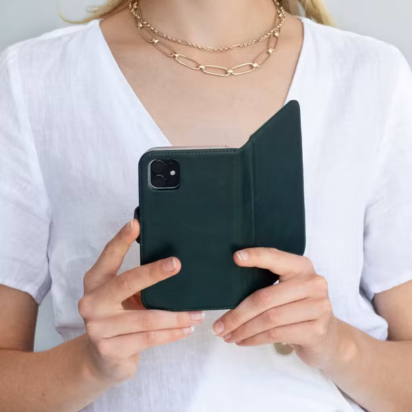 Selencia Étui portefeuille en cuir véritable Samsung Galaxy S7 - Vert