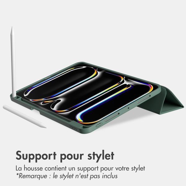 Accezz Coque tablette portefeuille Smart Silicone Apple iPad Pro 11 (2025) M5 / (2024) M4 - Vert foncé