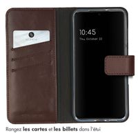 Selencia Étui portefeuille en cuir véritable Samsung Galaxy S23 - Marron