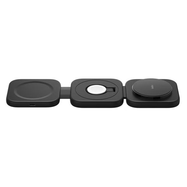 Belkin Station de recharge de voyage sans fil magnétique 3-en-1 avec Qi2 15 W - Noir