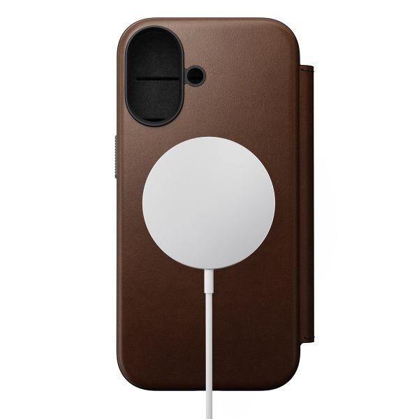 Nomad Étui de télephone portefeuille Modern Leather Folio Apple iPhone 17 - Marron