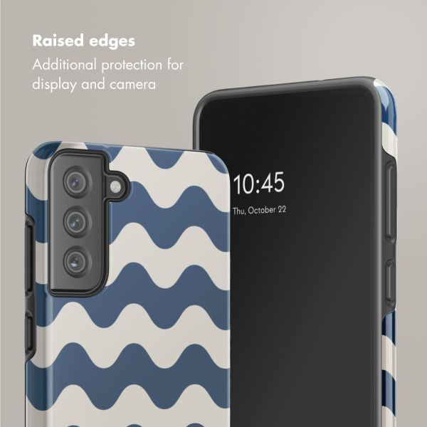 Selencia Coque arrière Vivid Samsung Galaxy S21 FE - Wave Vibes Classic Blue