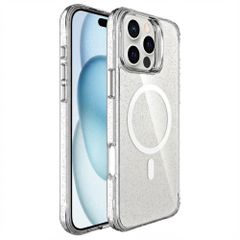 imoshion Coque arrière transparente Pailletée avec MagSafe Apple iPhone 16 Pro - Argent