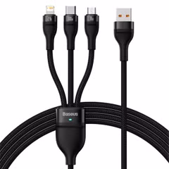 Baseus Flash Series 2 câble de charge rapide 3 en 1 - USB-A vers USB-C / Lightning / Micro-USB - 100 Watt - 1,2 mètres - Noir
