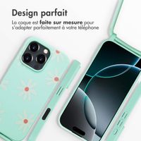 imoshion Coque design en silicone avec cordon Apple iPhone 16 Pro - Green Flower Distance