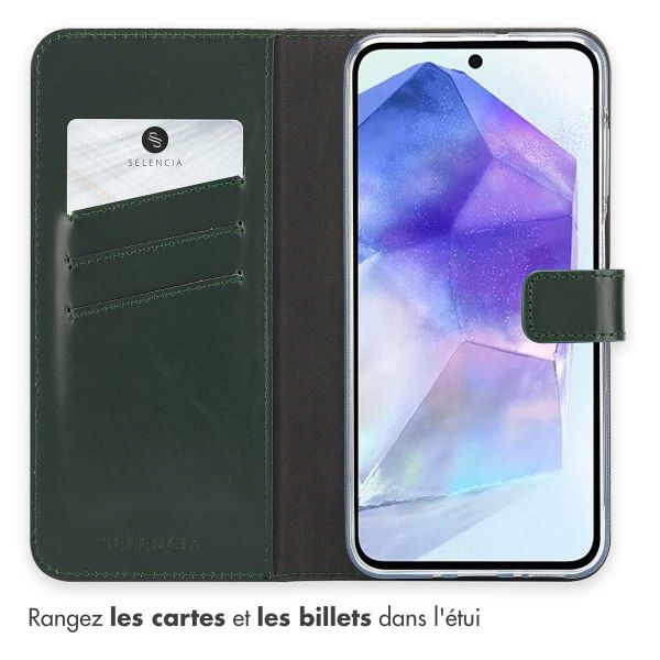 Selencia Étui portefeuille en cuir véritable Samsung Galaxy A26 - Vert