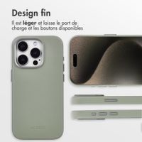 Accezz Coque arrière en cuir avec MagSafe Apple iPhone 15 Pro - Light Grey
