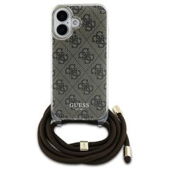 Guess Coque arrière avec cordon 4G Print Apple iPhone 16 - Marron