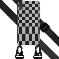 Selencia Coque design en silicone avec cordon amovible Apple iPhone Xr - Irregular Check Black