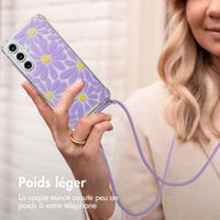 imoshion Coque Design avec cordon Samsung Galaxy S24 FE - Tropical Violet Flowers Connect