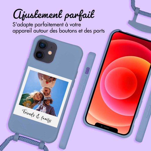 Coque Color MagSafe avec cordon amovible et photo et/ou texte personnalisés Apple iPhone 12 (Pro) - Polaroid