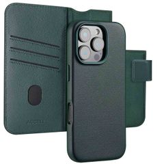 Accezz Étui de télephone portefeuille en cuir 2-en-1 avec MagSafe Apple iPhone 16 Pro Max - Cedar Green