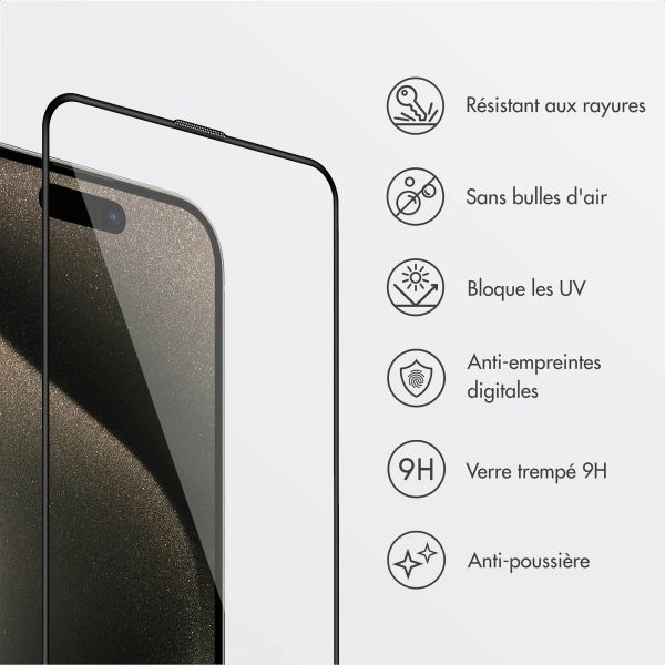 Accezz Protecteur d'écran en verre trempé + Applicateur Apple iPhone 15 Pro