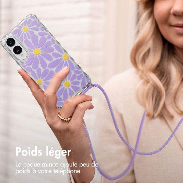 imoshion Coque Design avec cordon Samsung Galaxy S25 Edge - Tropical Violet Flowers Connect