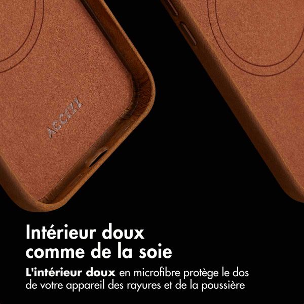 Accezz Coque MagSafe en cuir vintage Apple iPhone 15 Pro - Tabacco Cognac