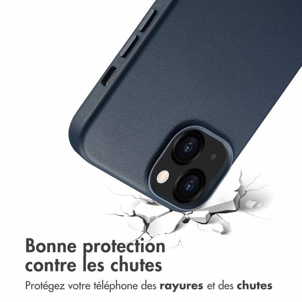 Accezz Coque arrière en cuir avec MagSafe Apple iPhone 13 - Nightfall Blue